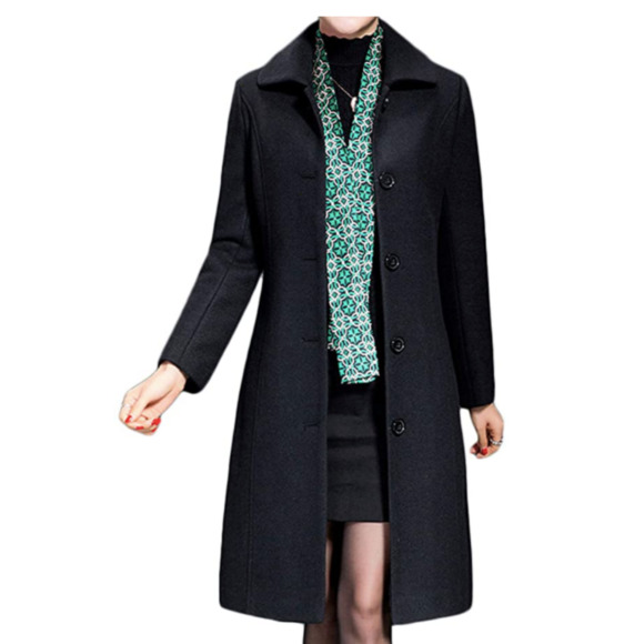 Wool Trench Coat Winter Long Thick Overcoat - Picture 2 of 7